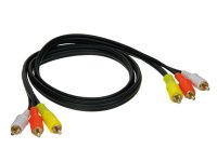A / V CABLE 1 MTR. 3 PLUGS RED - WHITE - YELLOW (1PC)