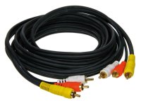 A / V CABLE 3 MTR. 3 PLUGS RED - WHITE - YELLOW (1PC)
