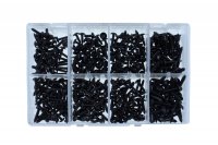 ASSORTMENT BUTTON HEAD TAPPING SCREWS + COLLAR BLACK PHILIPSDRIVE 400-PIECES (1PC)