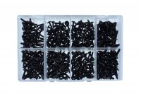 ASSORTMENT BUTTON HEAD TAPPING SCREWS + COLLAR BLACK PHILIPSDRIVE 400-PIECES (1PC) ASSORTMENT BUTTON HEAD TAPPING SCREWS + COLLAR BLACK PHILIPSDRIVE 400-PIECES (1PC)