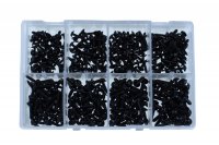 ASSORTMENT BUTTON HEAD TAPPING SCREWS + COLLAR BLACK TORX 400-PIECE (1PC)