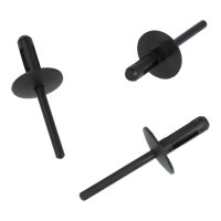 BLIND RIVET PLASTIC BLACK 6.0X19 DIAMETER=20 (100PCS)