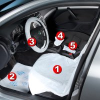 DISPOSABLE 5 IN 1 DISPOSABLE PROTECTION SET FOR CAR INTERIOR (100PCS)