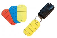 ÉTIQUETTE DE CLÉ + ANNEAUX MÉTALLIQUES JAUNE (200PC)