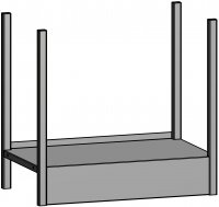 Floor cabinet module, lockable
3 shelves height adjustable in intervals of 68 mm