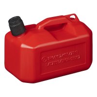 FUEL CAN 5L PLASTIC RED UN-APPROVED LOW MODEL (1PC)