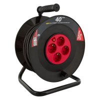 KABELHASPEL MET RANDAARDE 3X1,5MM2 ZWART/ROOD 40 METER