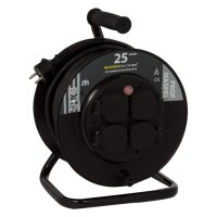 KABELHASPEL PROF MET RANDAARDE SPATWATERDICHT (IP44) 3X1,5MM2 ZWART 25 METER