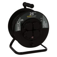 KABELHASPEL PROF MET RANDAARDE SPATWATERDICHT (IP44) 3X1,5MM2 ZWART 25 METER