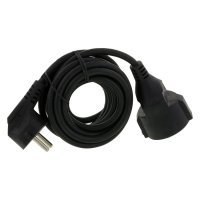 VERLENGSNOER MET RANDAARDE 2500W 3X1,0MM2 ZWART 3 METER