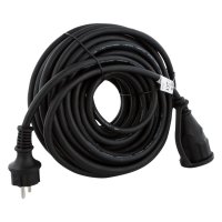 VERLENGSNOER MET RANDAARDE 3500W SPATWATERDICHT (IP44) 3X1,5MM2 ZWART 20 METER
